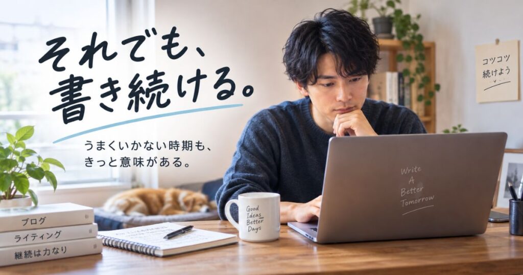 ブログ収益化が難しいと感じながら記事を書き続ける人の作業風景